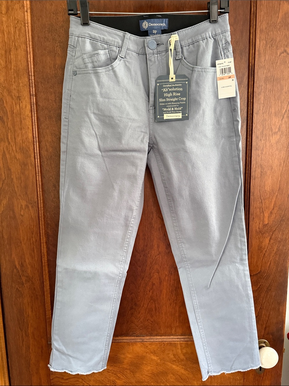 Democracy Women's High-Rise Slim Straight Crop Pants — Pale Blue